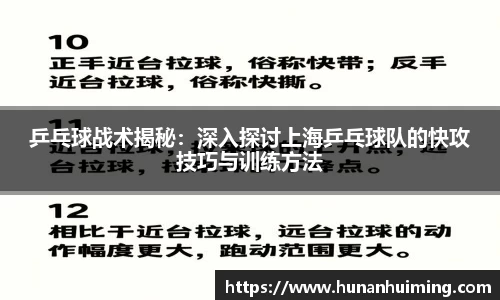 乒乓球战术揭秘：深入探讨上海乒乓球队的快攻技巧与训练方法